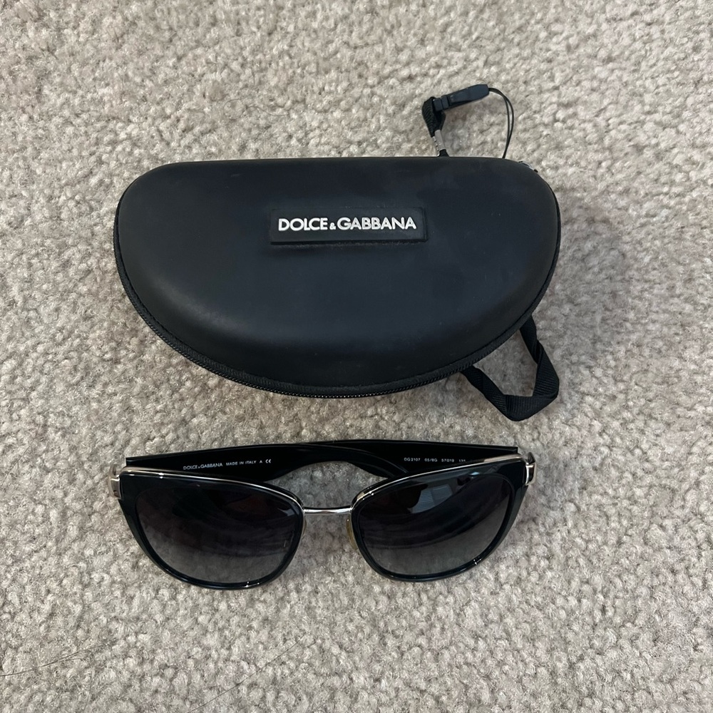 Dolce Gabbana black Metal Cat Eye sunglasses